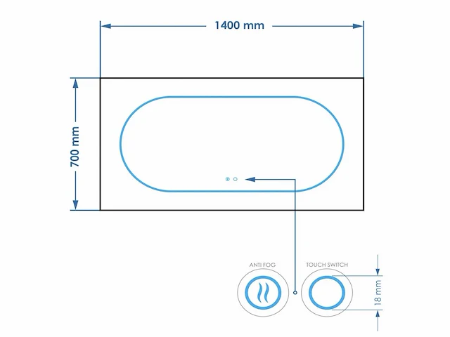 Gliss design - nova - spiegel nova 140 x 70 cm - afbeelding 3 van  4