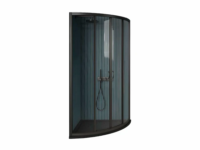 Gliss design - opal - douchecabine opal kwartrond schuif zwart 80 x 80 x 190 cm - afbeelding 1 van  4