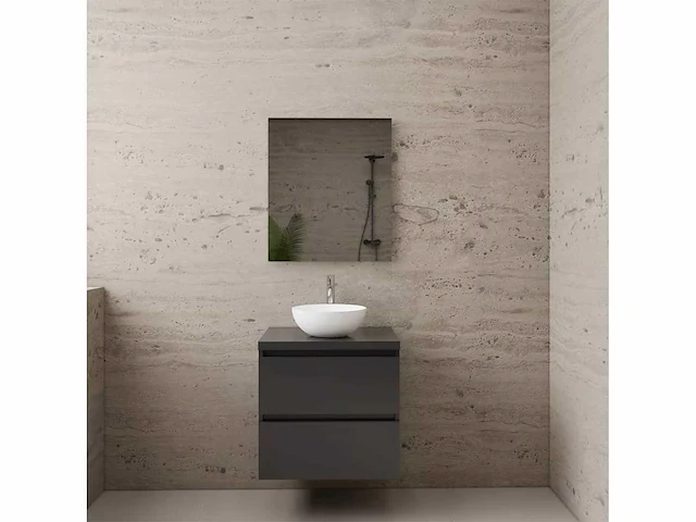 Gliss design - project - badmeubelset project antraciet hoogglans 80 cm met topplaat - afbeelding 1 van  4