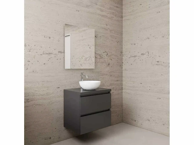 Gliss design - project - badmeubelset project antraciet hoogglans 80 cm met topplaat - afbeelding 2 van  4