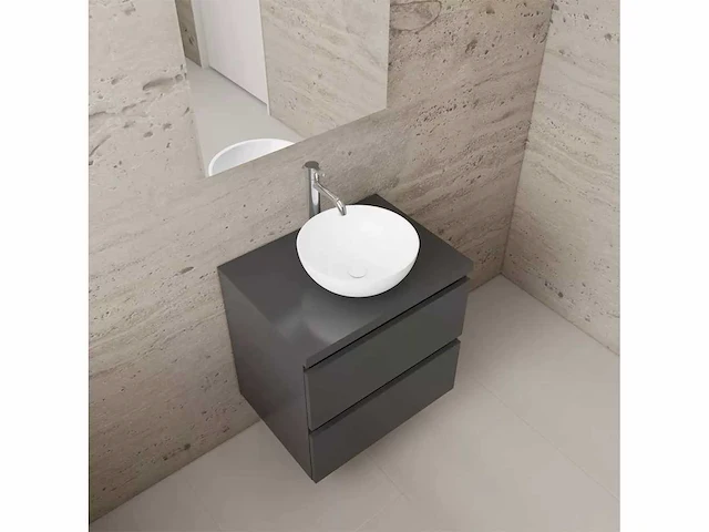 Gliss design - project - badmeubelset project antraciet hoogglans 80 cm met topplaat - afbeelding 3 van  4