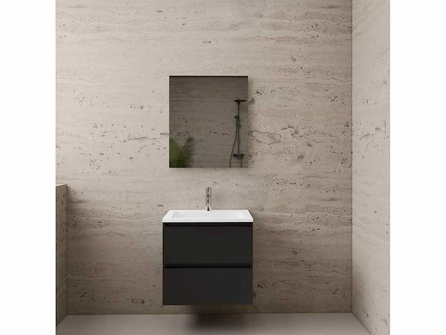 Gliss design - project - badmeubelset project mat zwart 60 cm met project wastafel - afbeelding 1 van  4