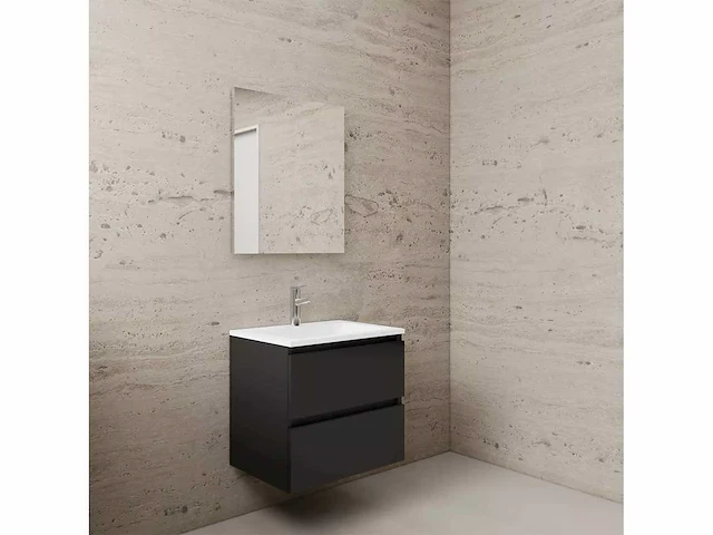 Gliss design - project - badmeubelset project mat zwart 60 cm met project wastafel - afbeelding 2 van  4
