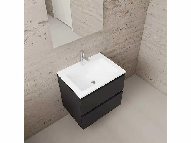 Gliss design - project - badmeubelset project mat zwart 60 cm met project wastafel - afbeelding 3 van  4
