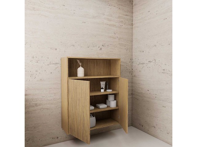 Gliss design - timotheus - bathroom cabinet - gliss design timotheus zwevende kast 120 castle brown - afbeelding 2 van  2