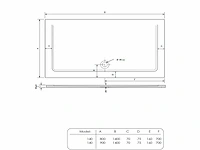 Gliss design - uno - douchebak uno rechthoek cast marble mat zwart 140 x 80 cm