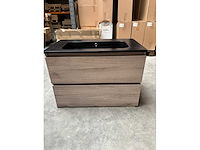 Gliss design - zeus - bathroom cabinet - gliss design zeus 80 cm licht grijs eiken - afbeelding 2 van  2