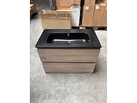 Gliss design - zeus - bathroom cabinet - gliss design zeus 80 cm licht grijs eiken - afbeelding 1 van  2