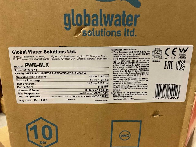 Globalwater pwb-8lx expansievat - afbeelding 2 van  2