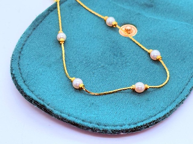 Goldplated armband met akoya parels - afbeelding 2 van  6