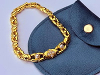 Goldplated armband met steentjes en parels - afbeelding 1 van  5