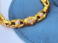 Goldplated armband met steentjes en parels - afbeelding 2 van  5