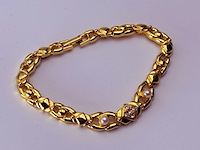 Goldplated armband met steentjes en parels - afbeelding 3 van  5