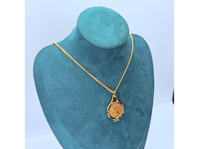 Goldplated collier met elizabeth ii one penny munt - 1983 - afbeelding 1 van  7
