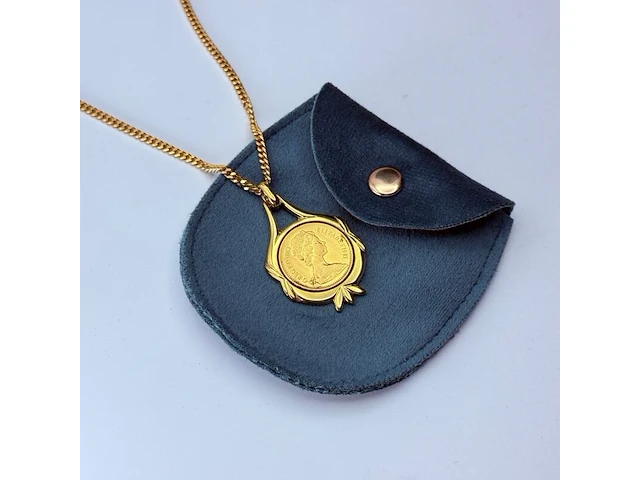 Goldplated collier met elizabeth ii one penny munt - 1983 - afbeelding 2 van  7