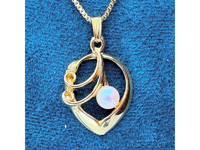 Goldplated collier met pendant en parel - afbeelding 1 van  7