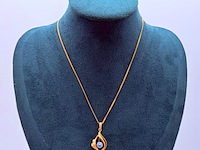 Goldplated pendant collier met blauwe akoya parel - afbeelding 1 van  5
