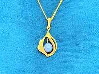 Goldplated pendant collier met blauwe akoya parel - afbeelding 2 van  5