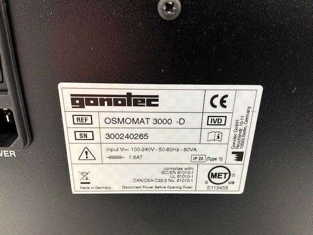 Gonotec osmomat 3000 vriespunt osmometer - afbeelding 3 van  3