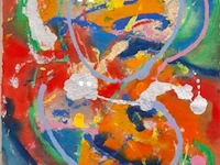 Gouache, maya wildevuur, compositie, 1988