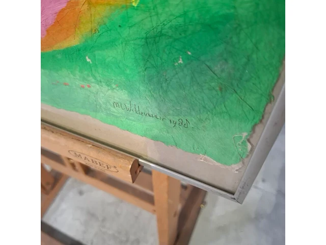 Gouache, maya wildevuur, compositie, 1988 - afbeelding 5 van  8