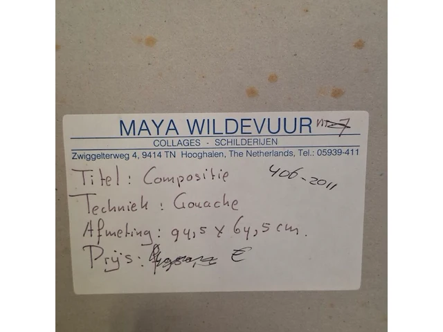 Gouache, maya wildevuur, compositie, 1988 - afbeelding 8 van  8