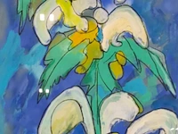 Gouache, maya wildevuur, dovenetel, 1987