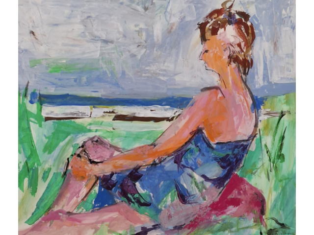 Gouache, maya wildevuur, johanna op schiermonnikoog, 1987 - afbeelding 1 van  1