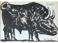 Gouache pablo picasso ‘stier’