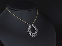 Goud en zilveren collier met diamanten - afbeelding 2 van  3