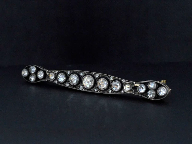 Goud zilveren broche diamant - afbeelding 1 van  5