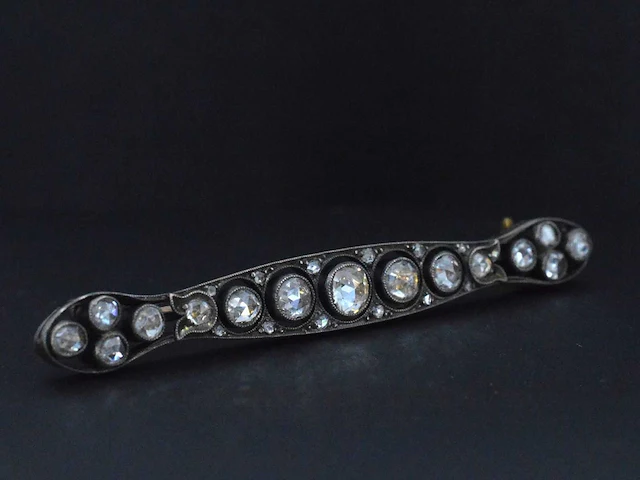 Goud zilveren broche diamant - afbeelding 3 van  5