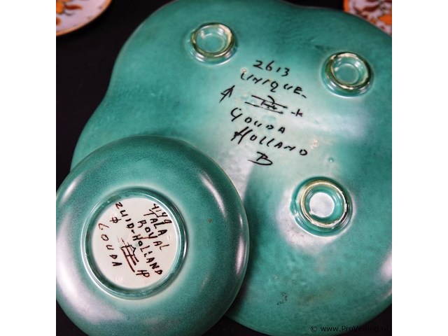 Gouda holland aardewerk schalenset deco unique - afbeelding 4 van  5