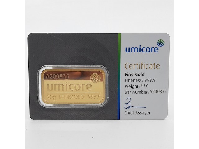Goudbaar, 20 gram, umicore - afbeelding 1 van  4
