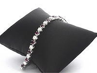 Gouden 18 karaat tennisarmband met hoge kwaliteit natuurlijke diamanten en robijnen - afbeelding 4 van  4