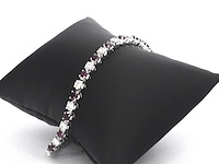 Gouden 18 karaat tennisarmband met natuurlijke diamanten en robijnen - afbeelding 3 van  3