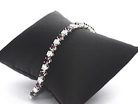 Gouden 18 karaat tennisarmband met natuurlijke diamanten en robijnen - afbeelding 3 van  5