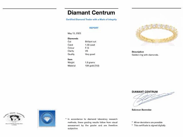 Gouden alliance ring briljant - afbeelding 7 van  9