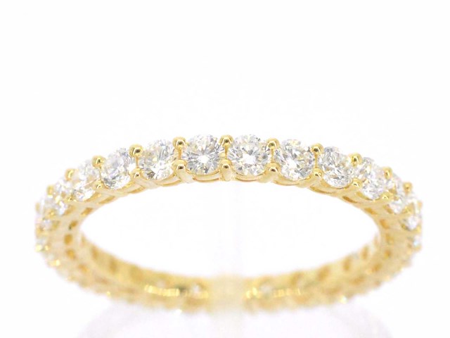 Gouden alliance ring met briljant geslepen diamant - afbeelding 1 van  9