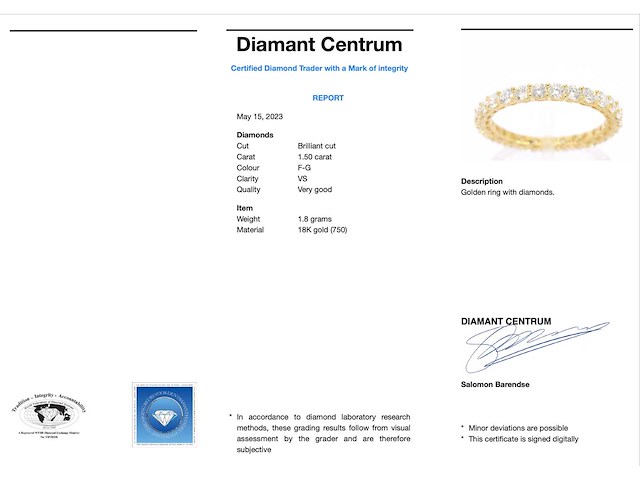 Gouden alliance ring met briljant geslepen diamant - afbeelding 3 van  9