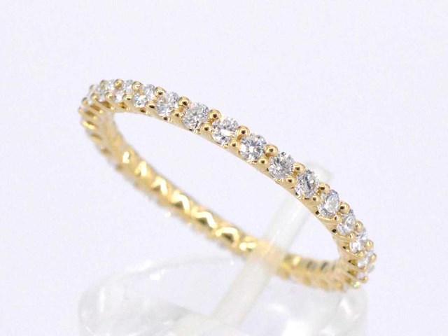 Gouden alliance ring met briljant geslepen diamant - afbeelding 5 van  9