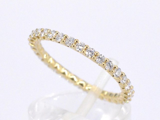 Gouden alliance ring met briljant geslepen diamant - afbeelding 5 van  10