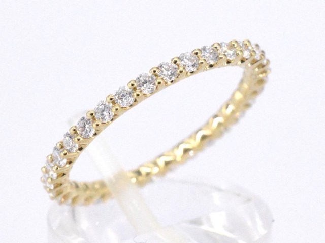 Gouden alliance ring met briljant geslepen diamant - afbeelding 6 van  10