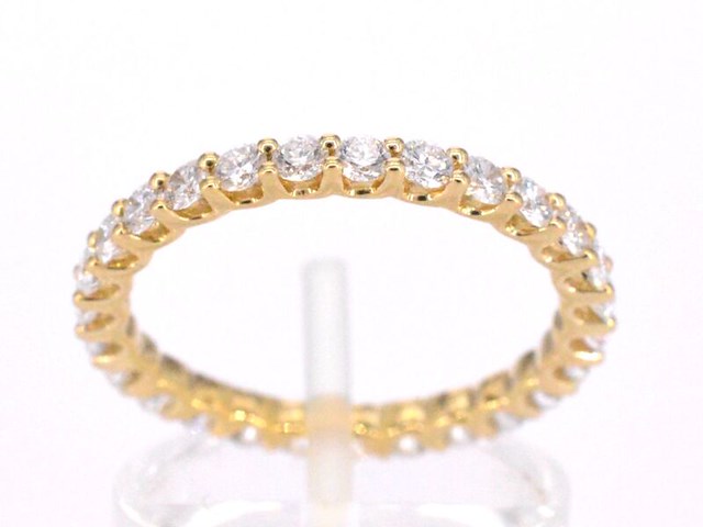 Gouden alliance ring met briljant geslepen diamant - afbeelding 1 van  10