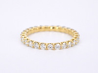 Gouden alliance ring met briljant geslepen diamant - afbeelding 8 van  10