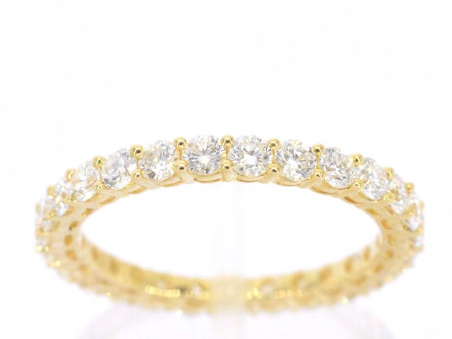 Gouden alliance ring met briljant geslepen diamant - afbeelding 1 van  10