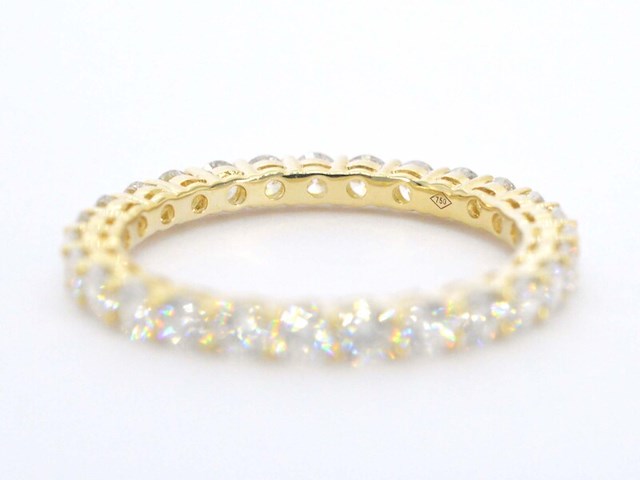 Gouden alliance ring met briljant geslepen diamant - afbeelding 9 van  10