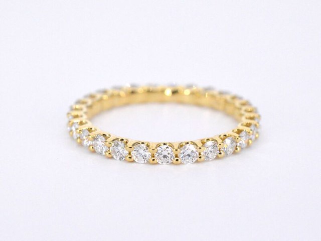 Gouden alliance ring met briljant geslepen diamant - afbeelding 8 van  10