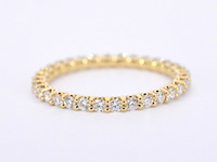 Gouden alliance ring met briljant geslepen diamant - afbeelding 8 van  10