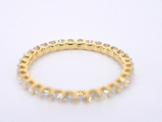 Gouden alliance ring met briljant geslepen diamant - afbeelding 9 van  10